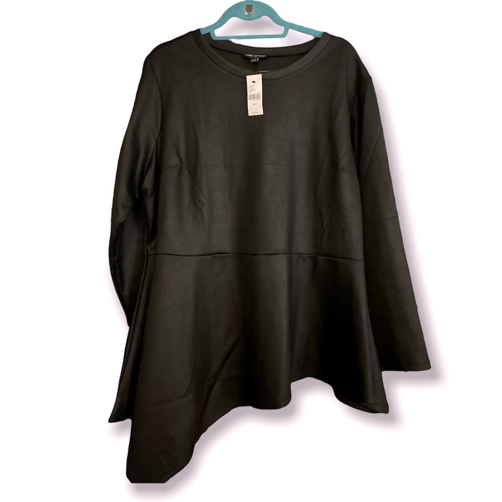 NWT Lane Bryant Black long sleeve peplum top